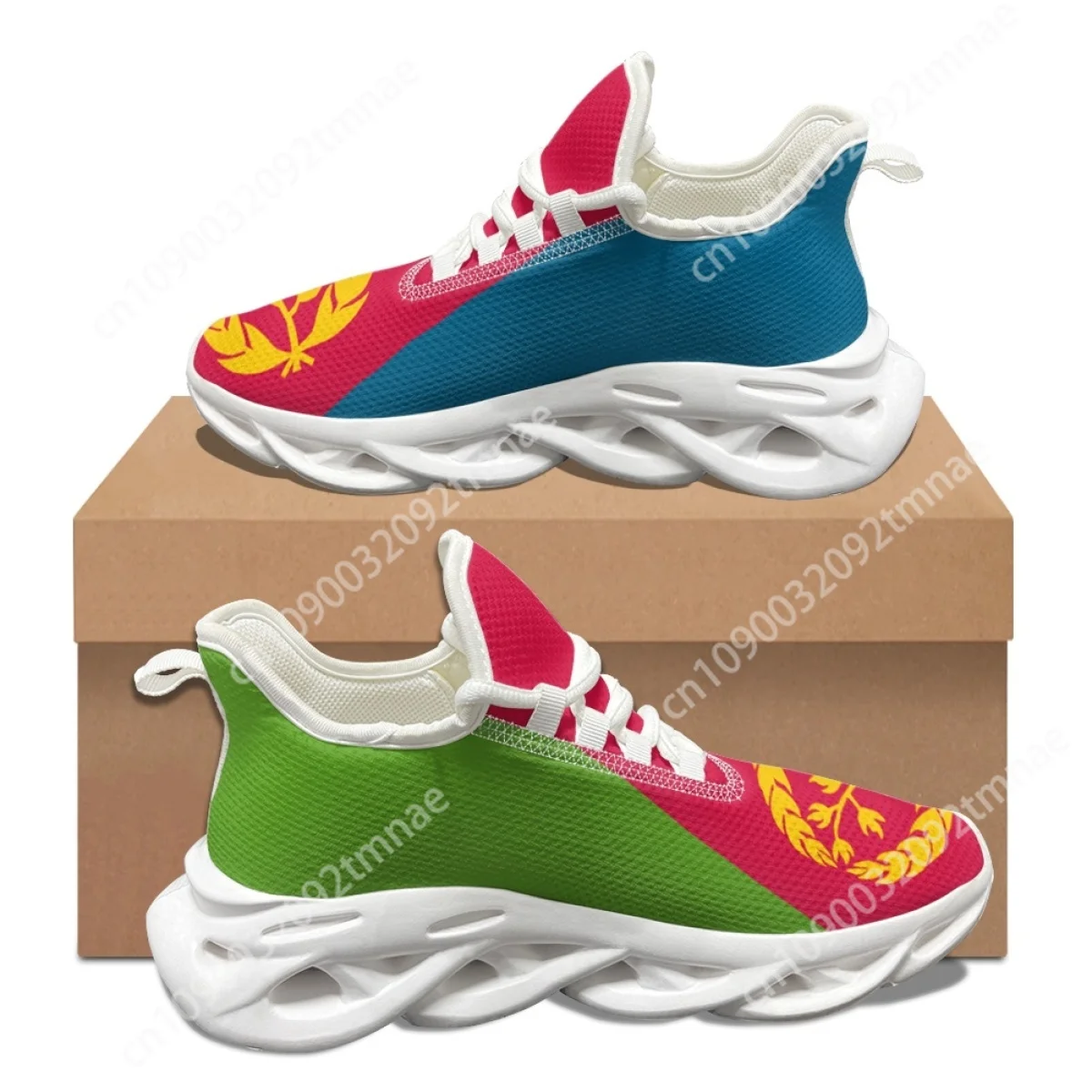 

Eritrea Country Flag Custom Woman Male Autumn Winter Outdoor Travel Sneakers Dirt Resistant Mesh Shock Absorbing Running Shoes