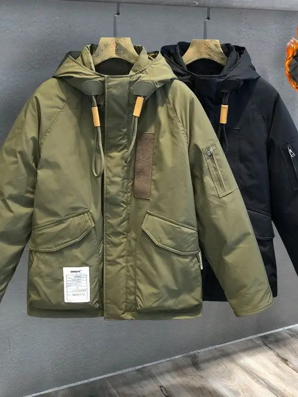 

Casual Hooded Cotton Jaet Youth Faion Warm Long Sve Stand Fit Pure Color Autumn Winter New Sle Trendy Cotton Coat