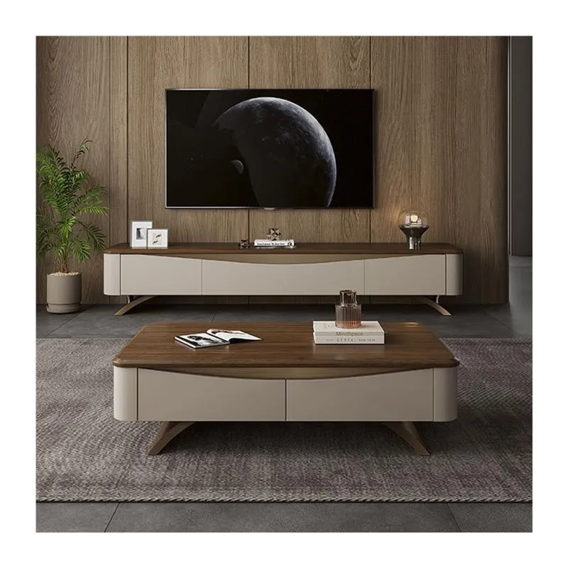 

TV cabinet/coffee table coffee table household black walnut new TV cabinet combination simple and small