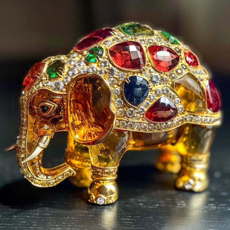 Fashion micro-inlaid zircon crystal elephant brooch, limited ornament customization