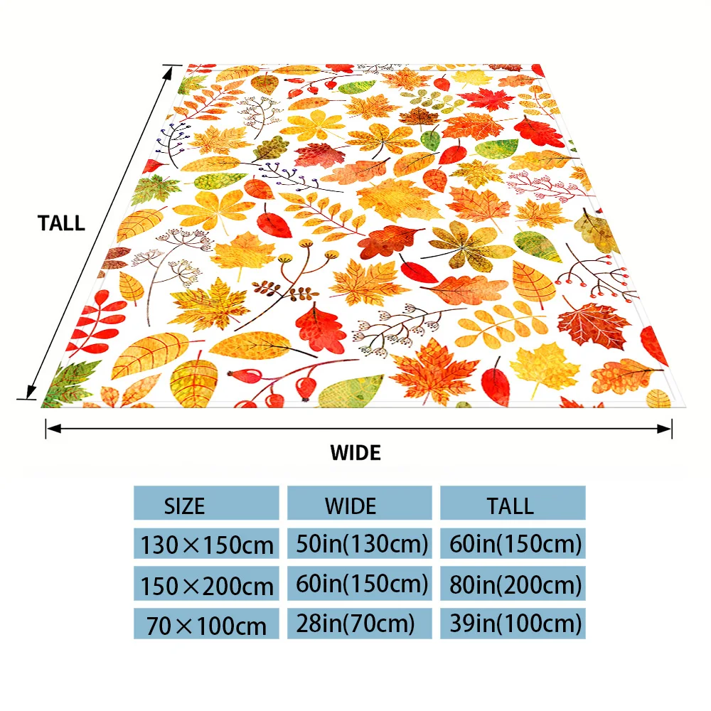 Autumn Watercolor Leaves Warm And Soft Halloween And Christmas Sofa Decoration Gift With Flannel Blanket