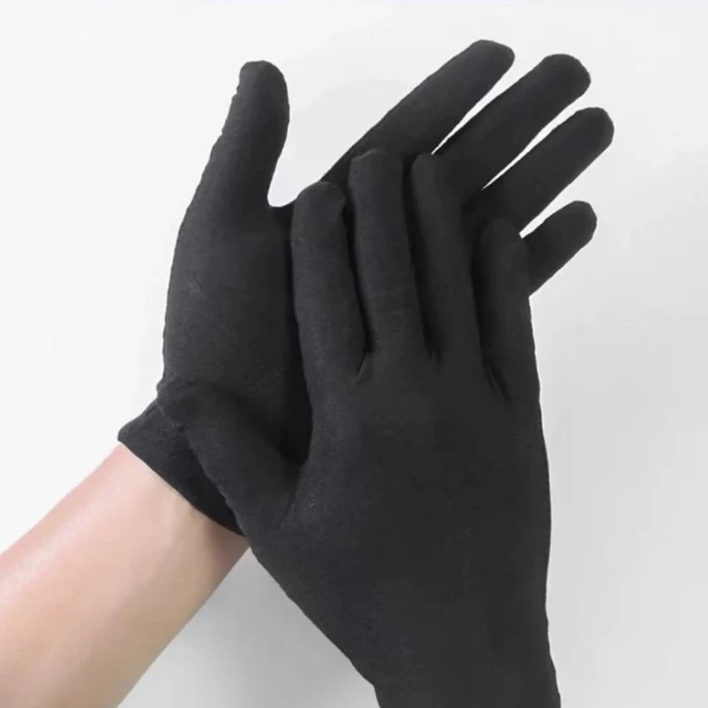 

6/12Pairs Black Cotton Gloves Protective Work Jewelry Inspection Disposable Safety Glove Lightweight Unisex soft