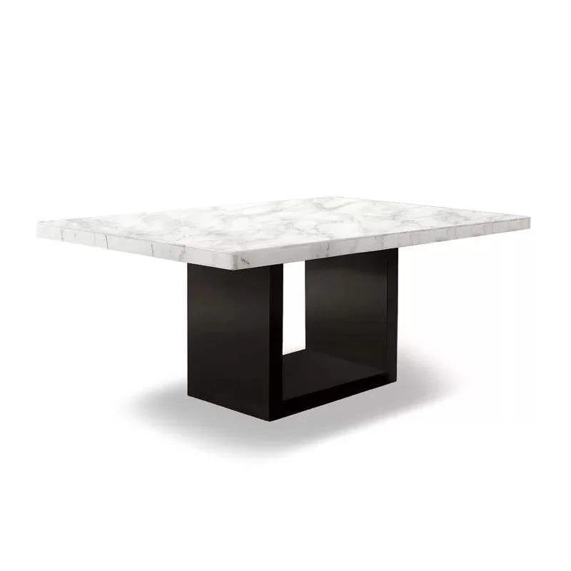 # Nordic Modern Simple White Marble Dining Table for 6 with Solid Wooden Leg Durable Stable Eco-friendly