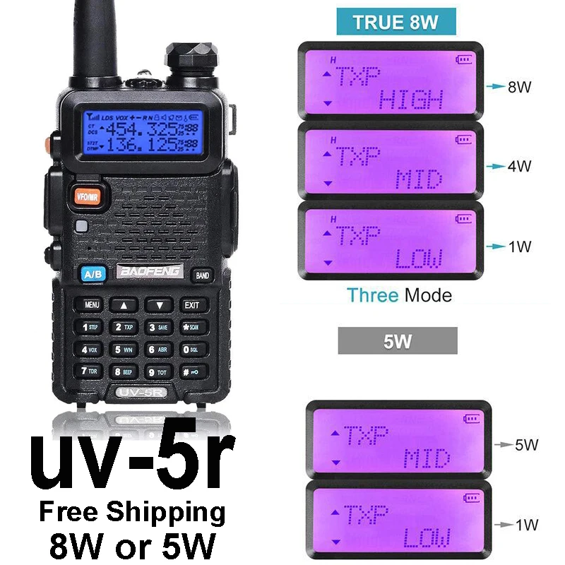 Baofeng classics UV-5R 5W True High Power Walkie Talkie Long Rang Dual Band Two Way Radio CB Portable UV5R Hunting