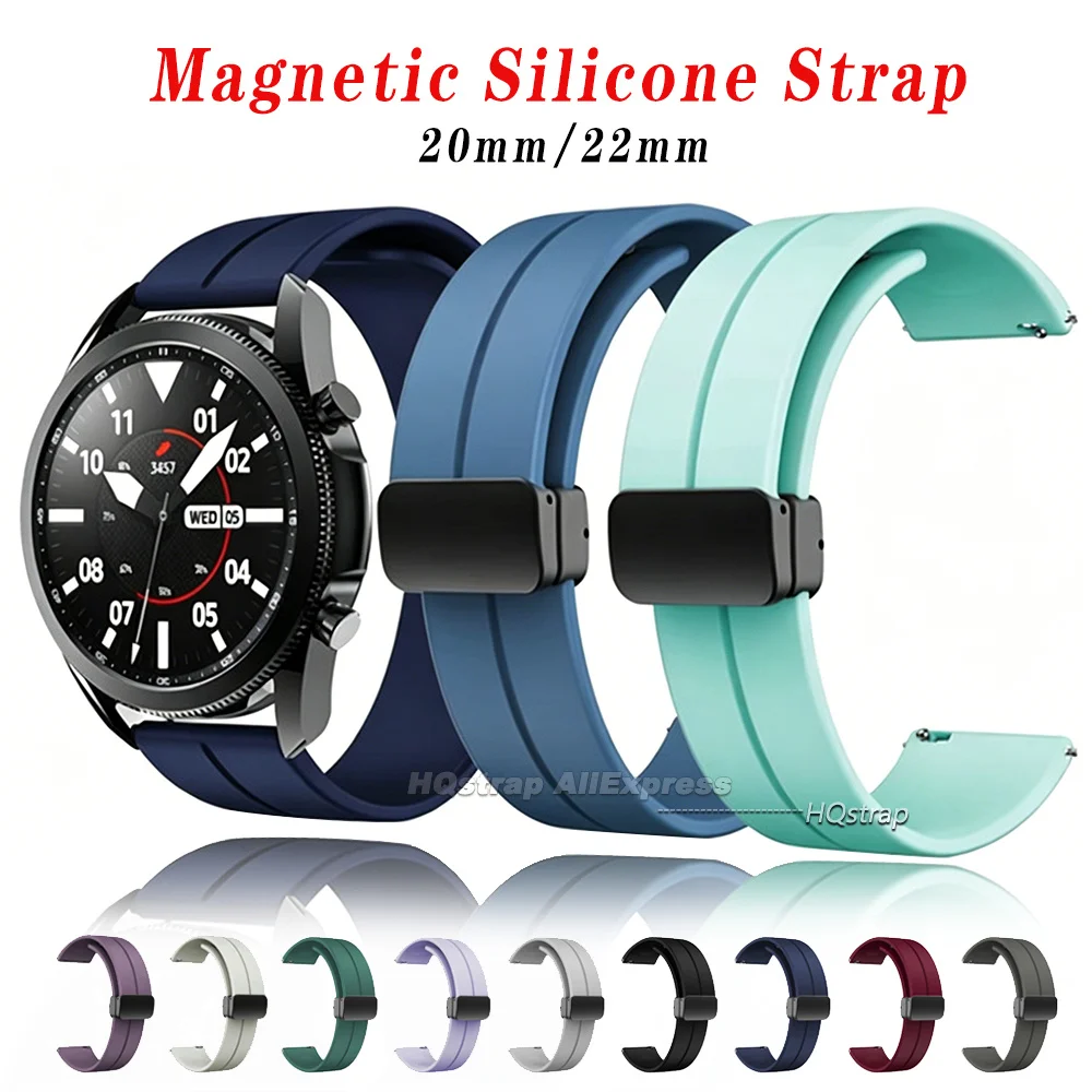 Magnetic Silicone Watch Strap 18mm 20mm 22mm Bracelet Magnetic Metal Buckle Wristband Quick Release Men Women Band Accessories