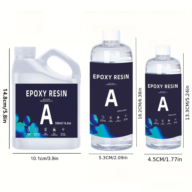 Crystal Clear Resin Kits Self Leveling Not-Yellowing Easy Mix 1:1 10.4/17.6/33.6oz For Flower Preservation DIY Molds Table Top