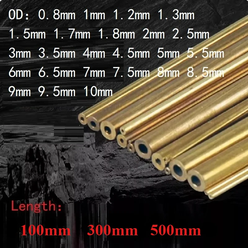 1/3PCS Brass Round Tube Pipe Brass Tube Capillary Large Our Diameter 0.8mm 1mm 1.5mm 2mm 2.5mm 3mm 4mm 5mm 6mm 7mm 8mm 9mm 10mm