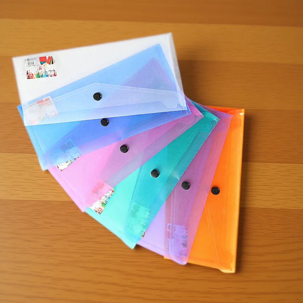 

Plastic Document Folder A4 Clear Envelope Holder Transparent Storage Bag Colored File Organizer Zipper Pouch Office Stationery