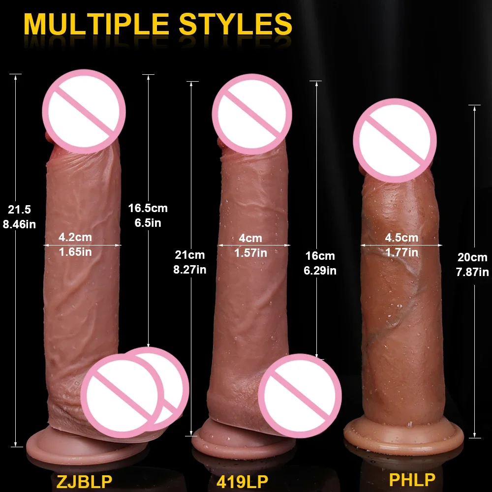 7/8 Inch Sliding Foreskin Realistic Penis with Suction Cup Dildo Female Masturbator Move Skin Big Dick Sex Toys Anal Stimulation