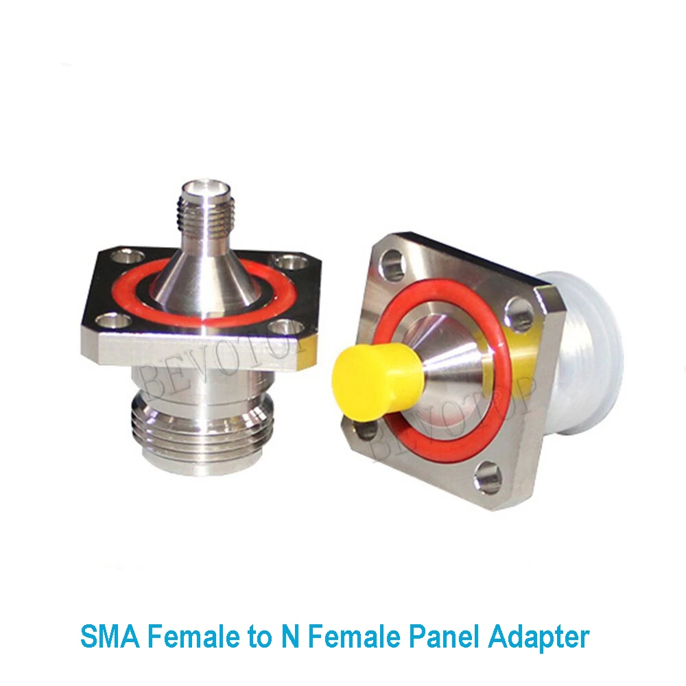 10PCS/Lot N Female to SMA Female RF Coaxial Adapter 4-Hole Flange Panel Mount 25x25mm O-Ring Waterproof Brass Connector