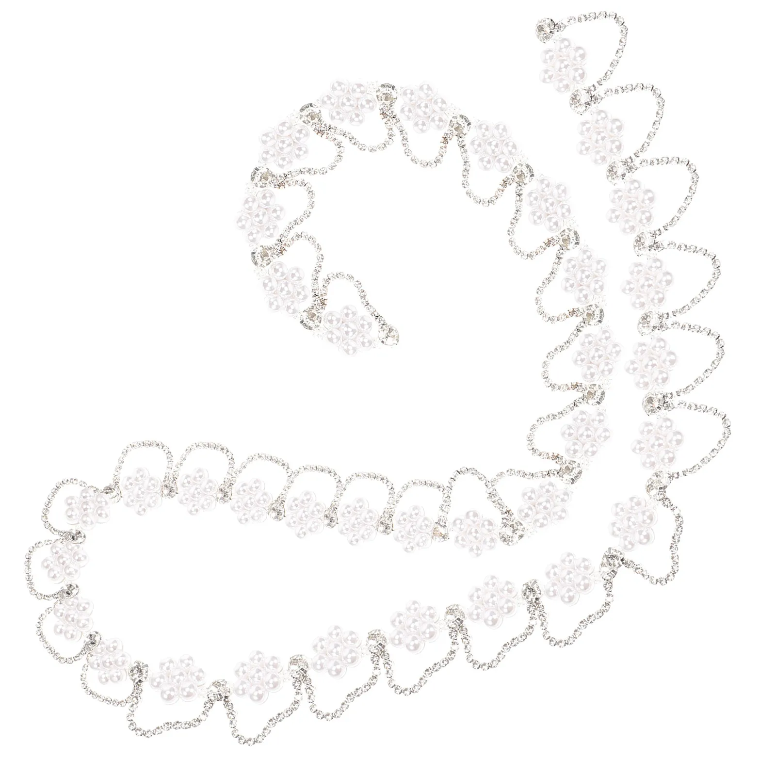 

Цепочка из жемчуга и страз для декора одежды и аксессуаров для волос, легко пришивается, для самостоятельного изготовления