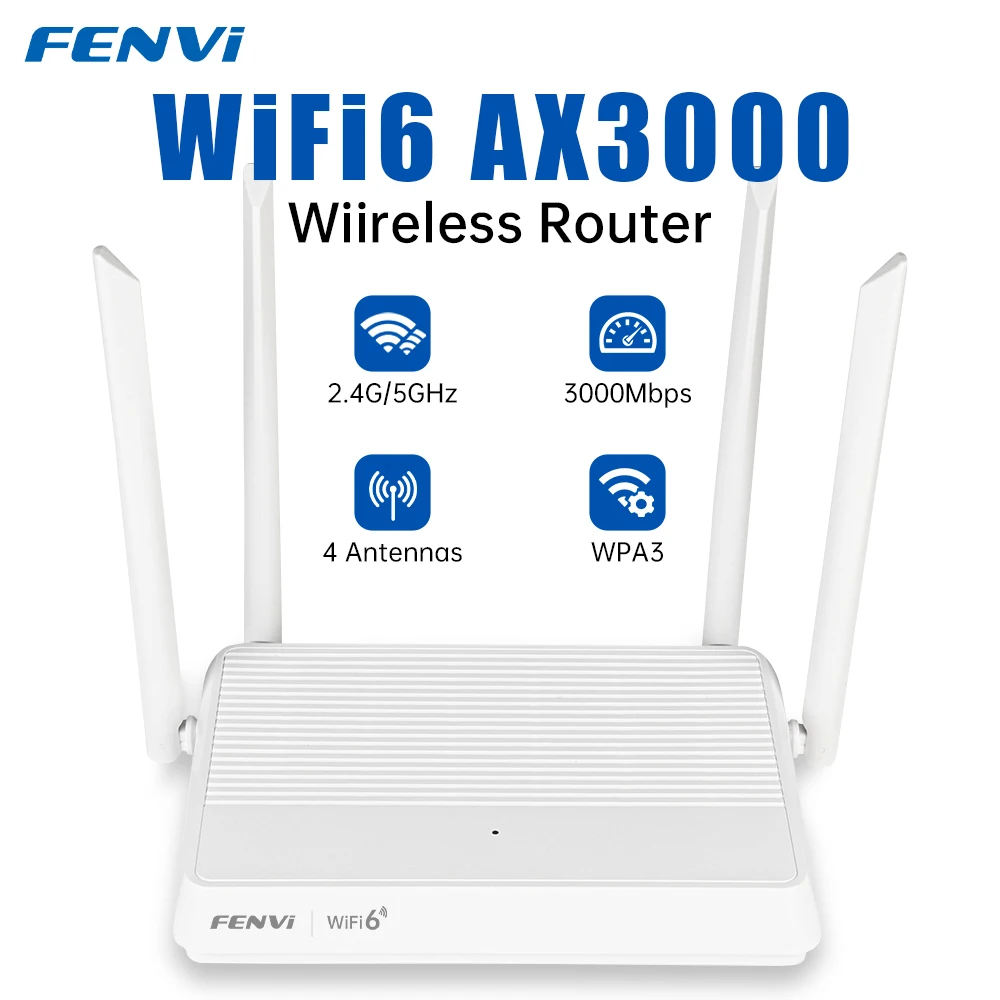 

fenvi 3000 Мбит/с Wi-Fi 6 маршрутизатор двухдиапазонный 2,4G/5 ГГц Wi-Fi6 беспроводной повторитель 4 антенны сильный сигнал MU-MIMO для настольных ПК