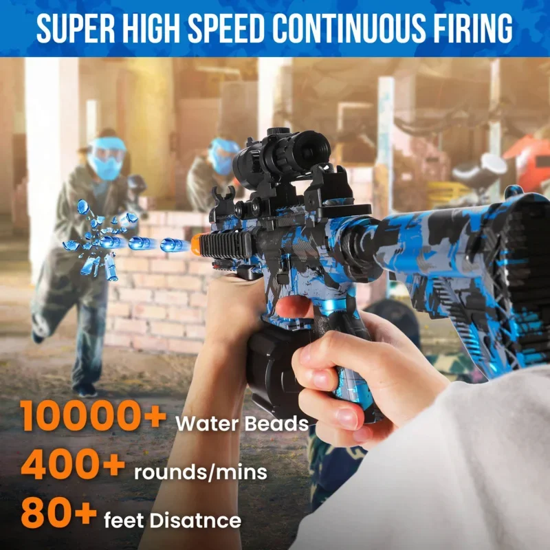 Manual e elétrico Gel Ball Splatter Gun, Toy Gun com 10000 contas de água, óculos para jogo ao ar livre, 2 em 1, M416