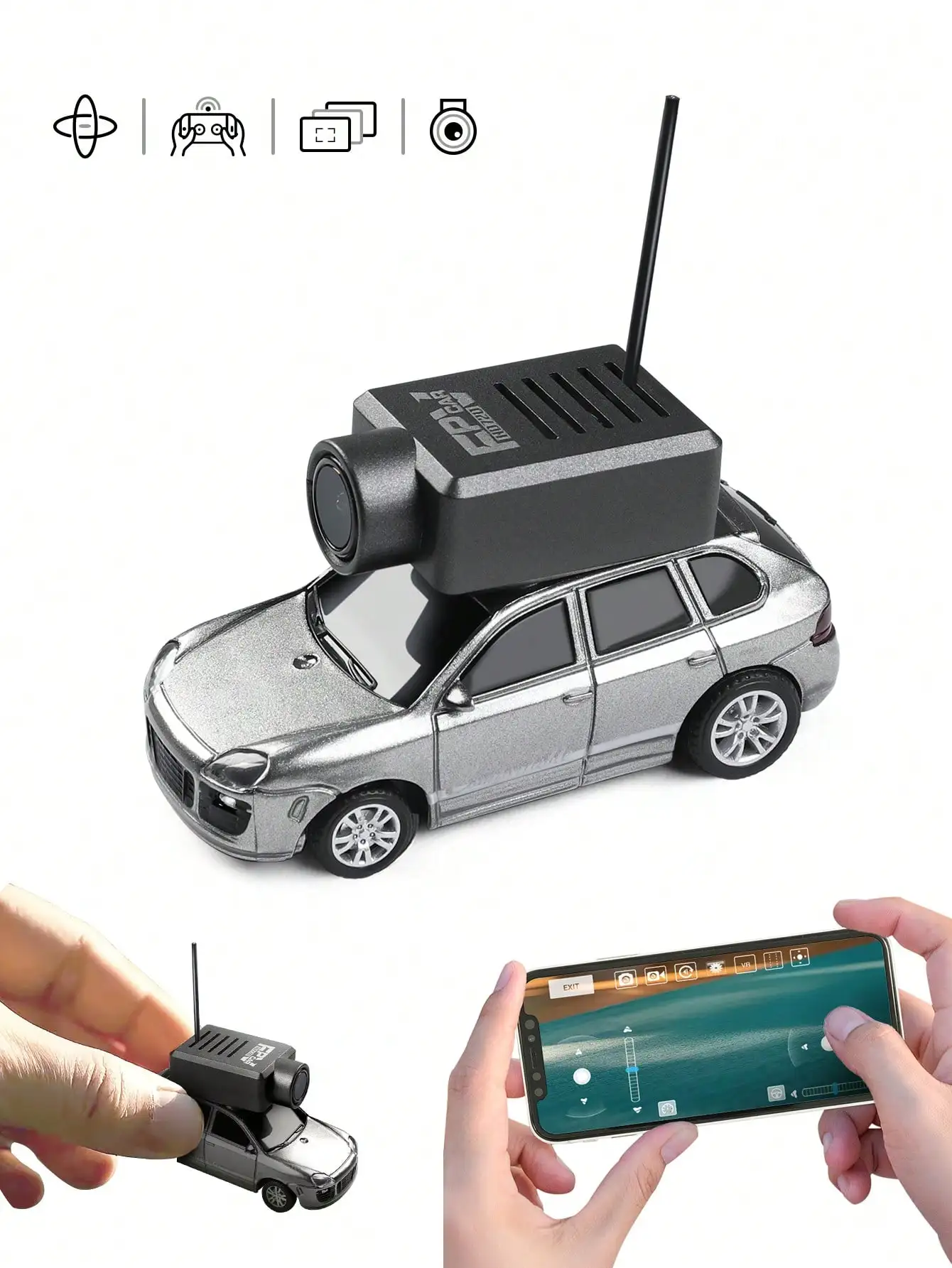 

1/64 FPV Mini RC Car APP Control HD Camera WiFi Live Transmission Gyro Stabilization Drift Car Indoor Outdoor Racing Toy