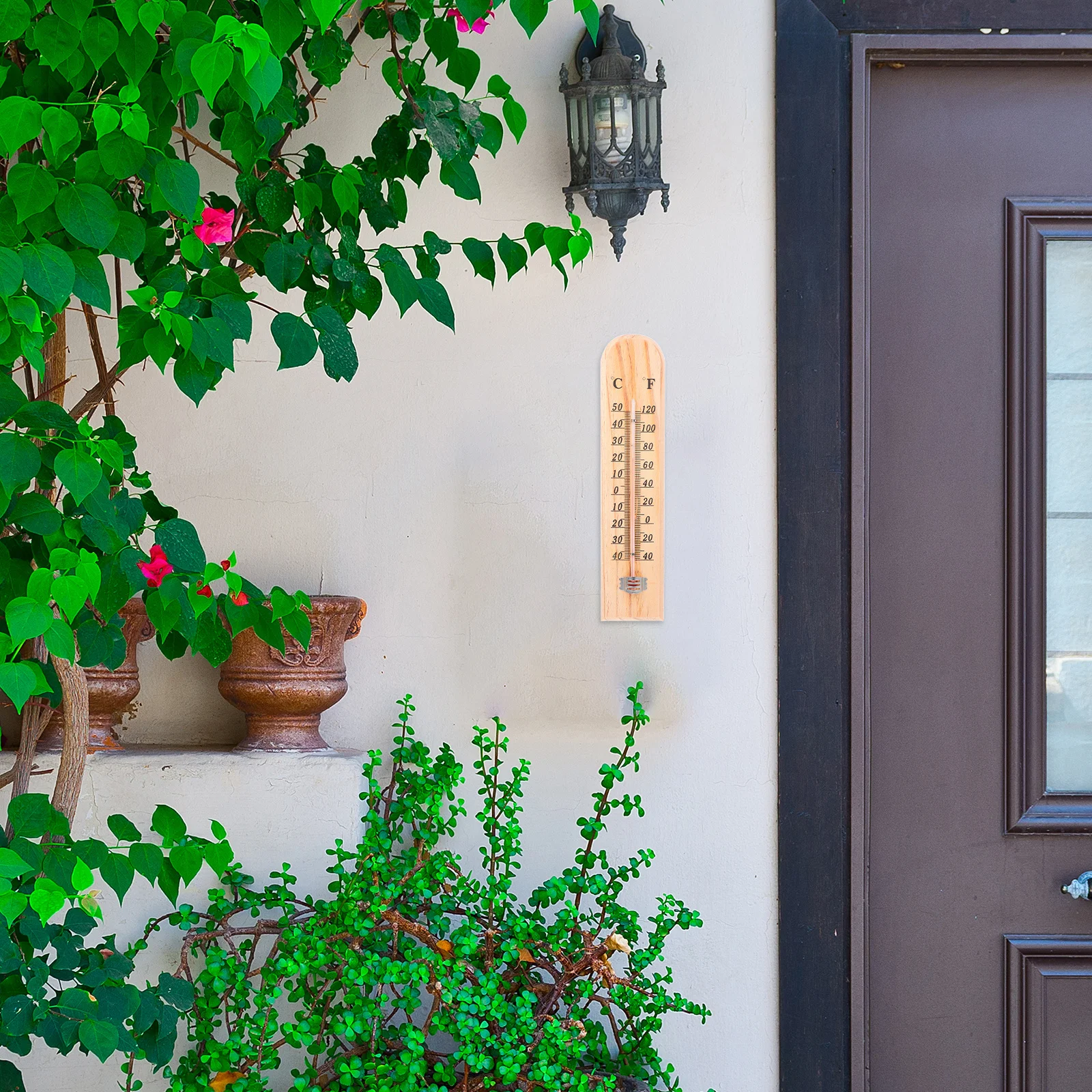 

2Pcs Wooden Thermometer Indoor Outdoor Temperature Measurement for Garden Warehouse Livestock Home Wall Hanging Analog Indicator