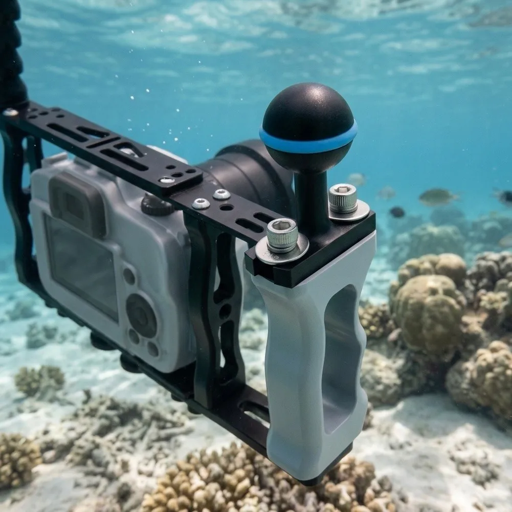 1inch Underwater Photography Camera Grip Handle Head For Scuba Aluminum Alloy Diving Grip Light With Adjustable Ball Head Parts