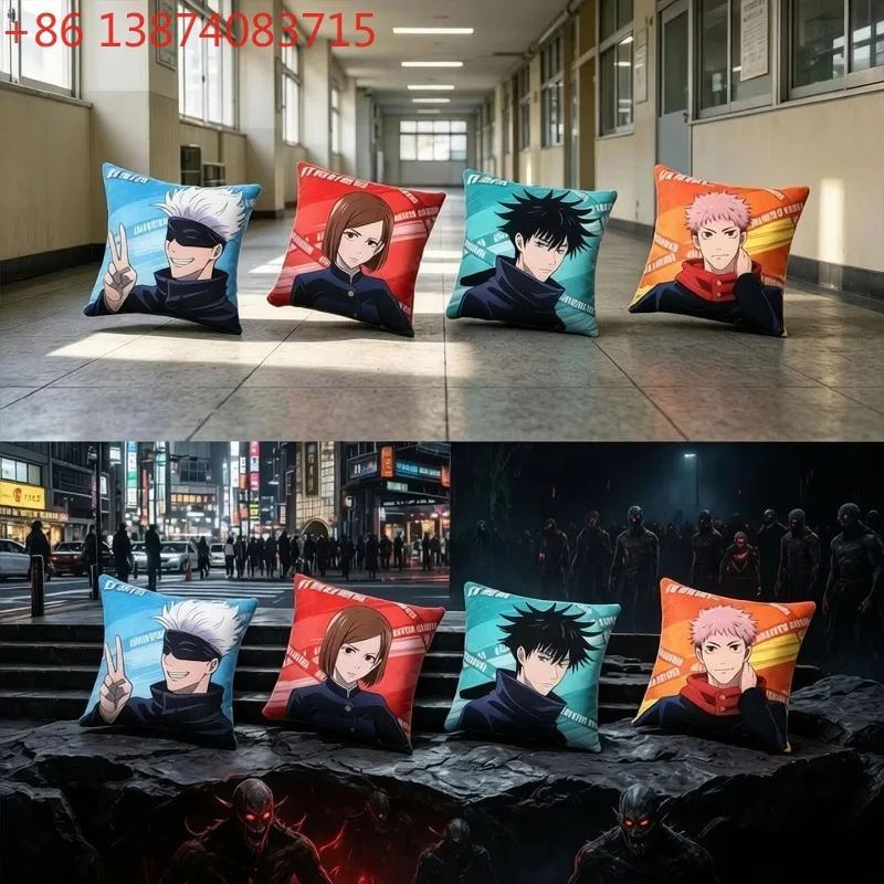 Premium Jujutsu Kaisen Double-Sided Plush Throw Pillow Yuji Itadori Satoru Gojo Megumi Fushiguro Unisex Creative Lumbar Cushions