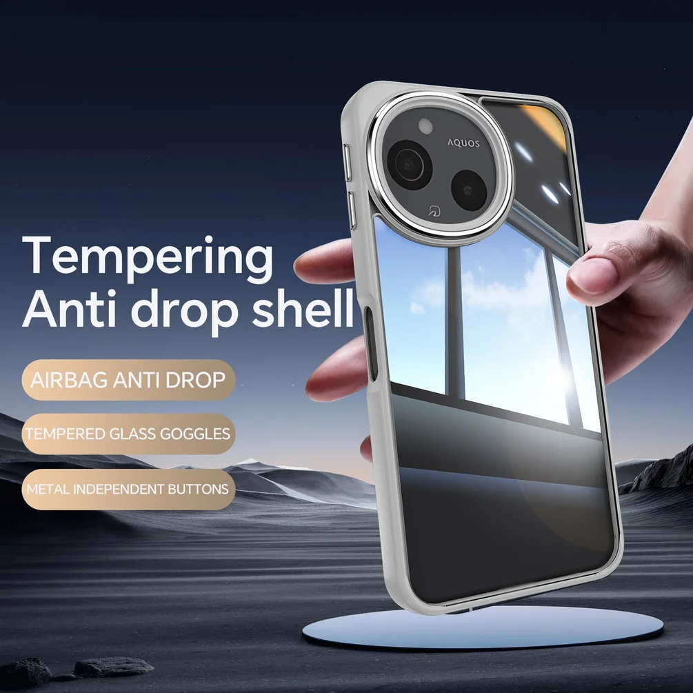 كاميرا معدنية الحافة زر الزجاج الغطاء الخلفي جراب هاتف لشارب Aquos Sense 9 Sense9 Aquos Wish 4 سليم غطاء للحماية الكاميرا