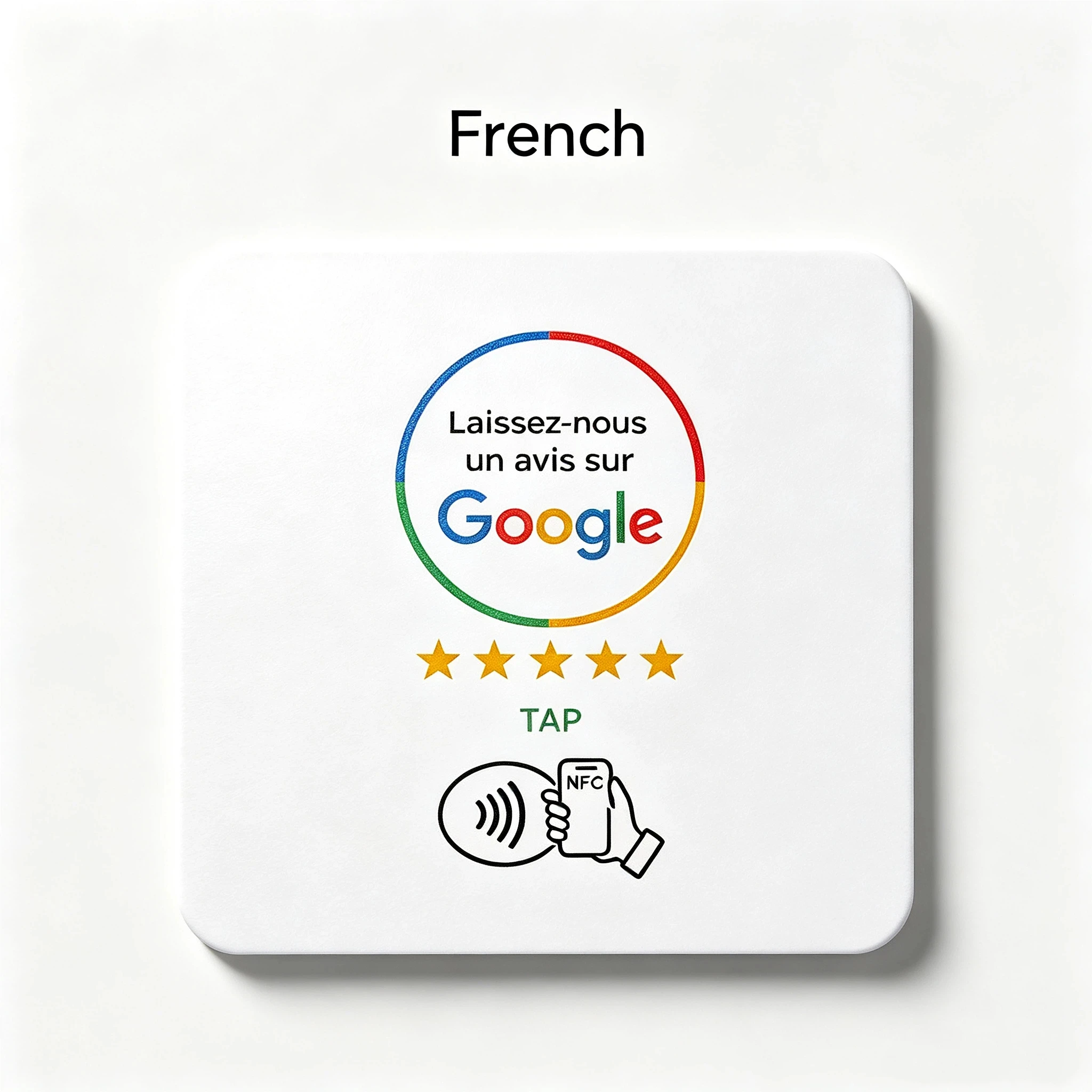 Quadratische 100-mm-NFC-Google-Bewertungs-PVC-Plattenkarte mit Klebeband auf der Rückseite zum Aufkleben auf den Tisch. – Detail 12