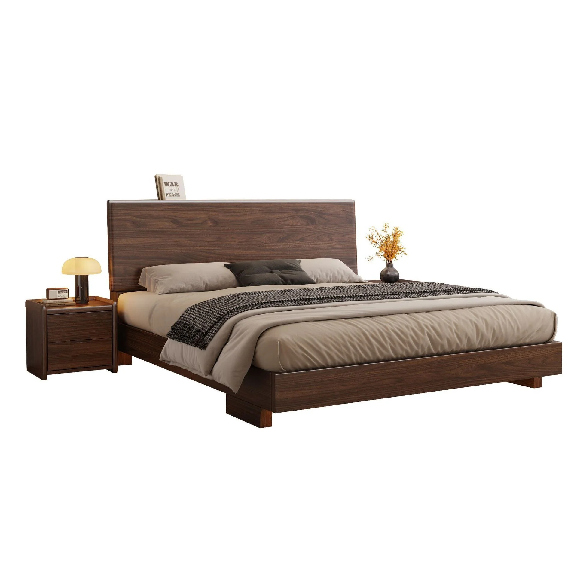 # Modern and Simple Mortise Tenon Solid Wood Tatami Bed Frame Single Bed with Edge-to-Edge Storage