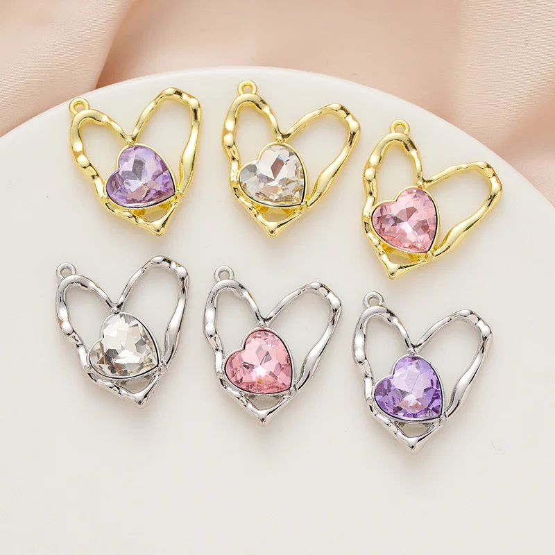 

New style 40pcs/lot glass core cartoon hearts shape alloy floating locket charms diy jewelry earring accessory