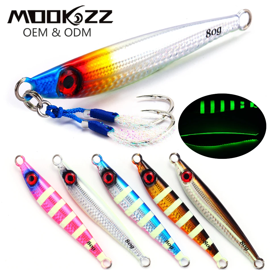 MOOKZZ  Speed  Jinging 40g 60g 80g Pitch Jigging Lure Metal Jig Saltwater Trolling Lures Fishing Lure Jig Jingging Lure