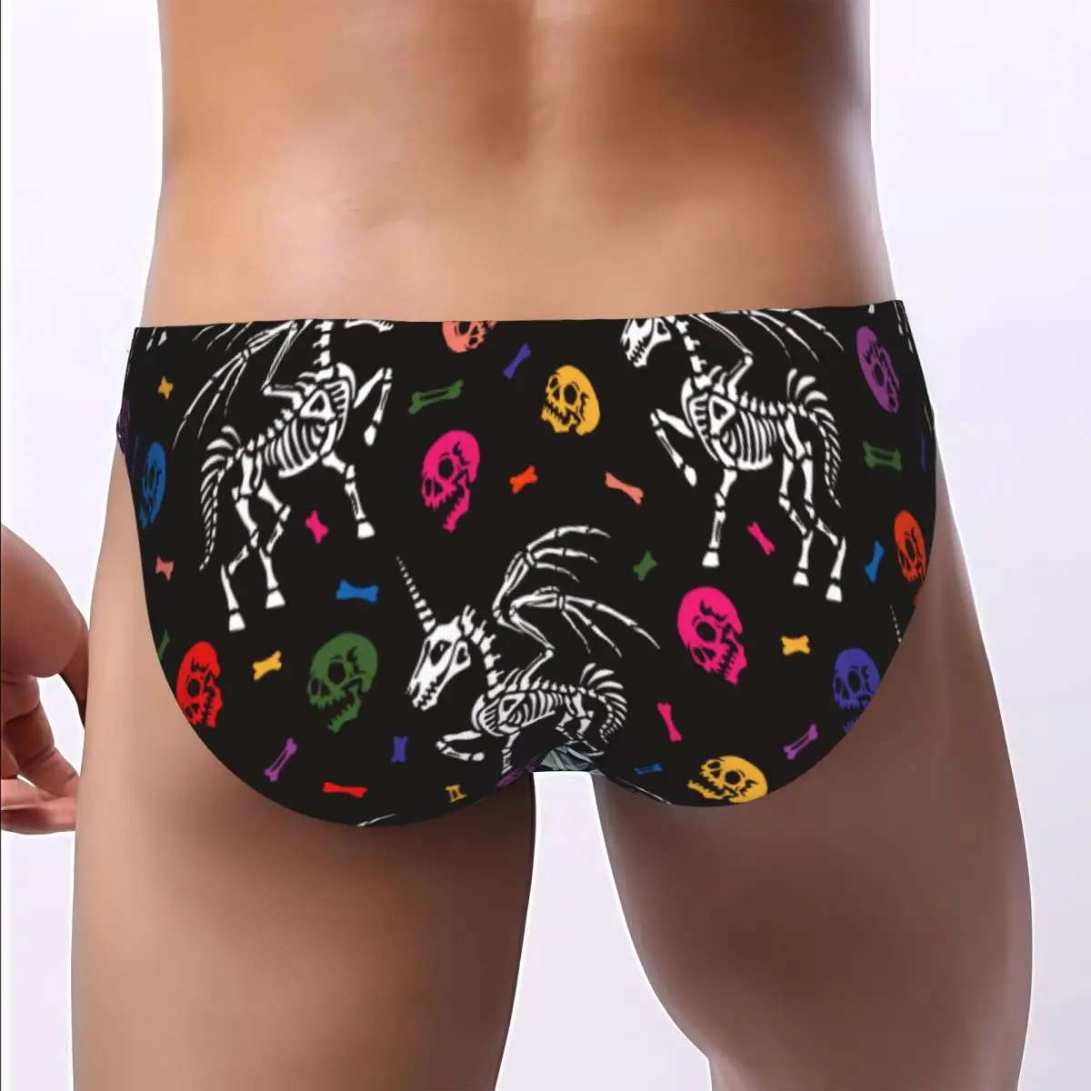 Men's Panties Man Briefs Multicolored Human Skulls And Bones Unicorn With Wings Sexy Underwear Male Bikini Underpants - view 3