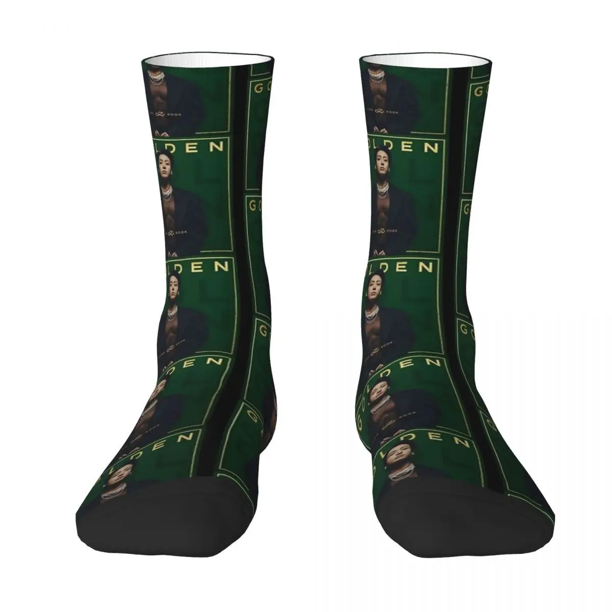 Jungkooks Golden Stockings Graphic Casual Socks Autumn Anti Sweat Socks Men's Cycling Medium Soft Socks