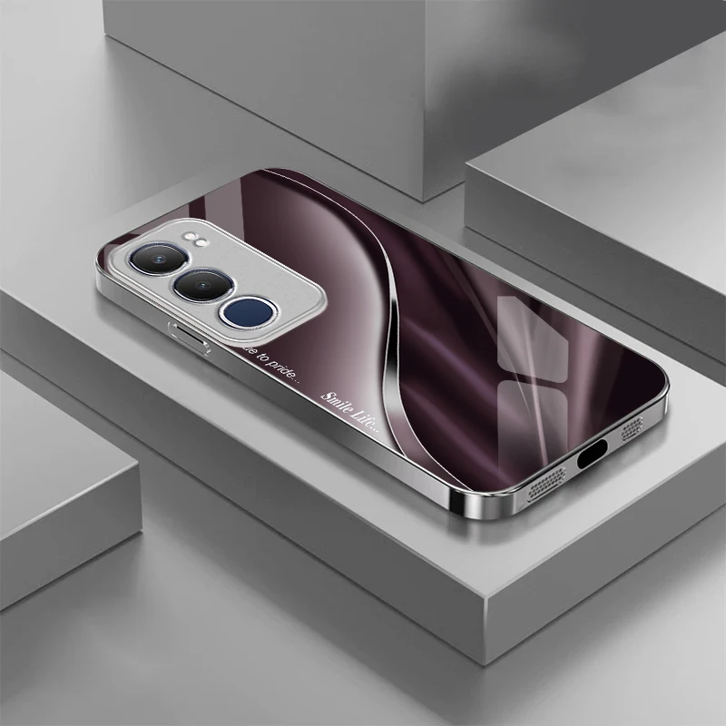 Подходит для [VIVO Y02 Y02 Y03 Y15S Y16 Y17 Y19S Y35 Y36 4G 5G] НОВЫЙ стеклянный чехол для телефона с покрытием, защитные чехлы