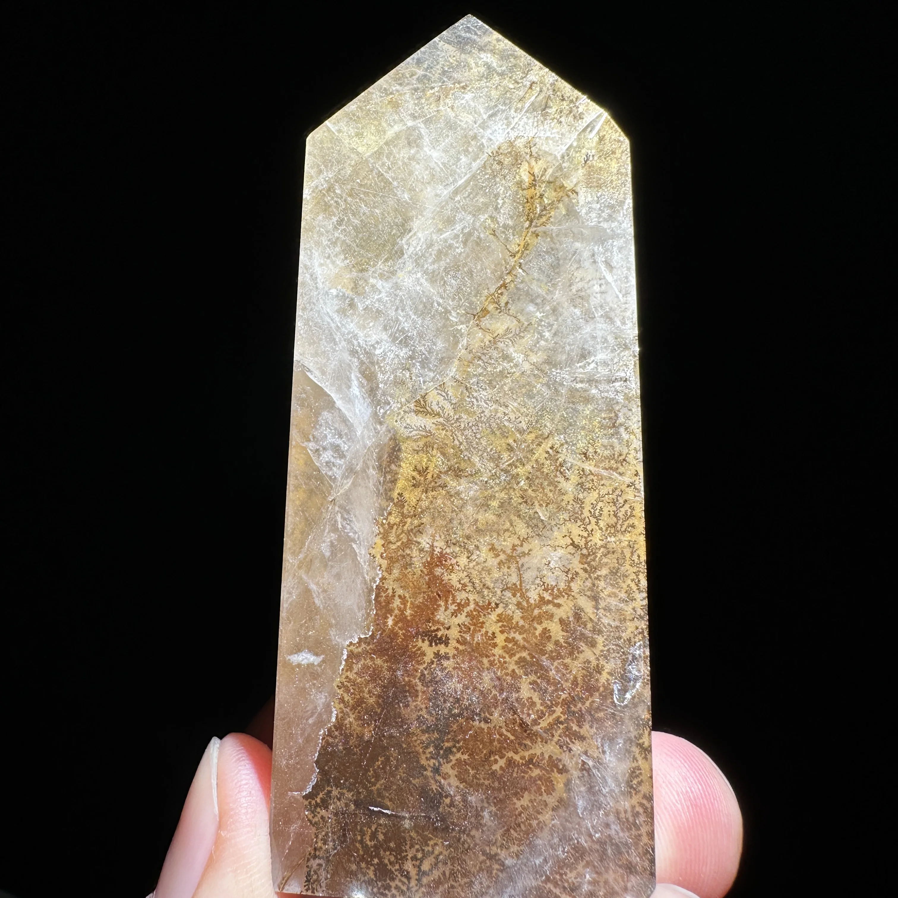 

Natural Crystal Tower Pyrolusite Tree Landscape Clear Quartz Wand Point Reiki Healing Stone Gift Home Decor