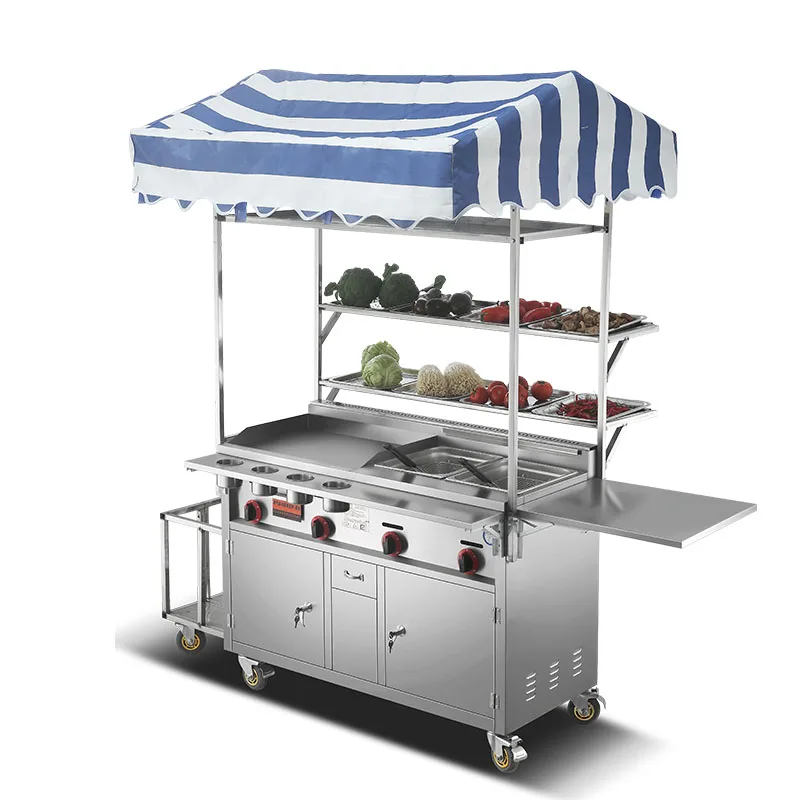 

Customizable gas snack stall mobile fried barbecue truck