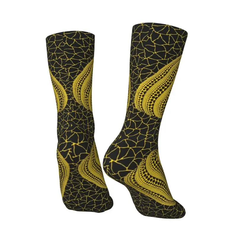 Kawaii Mens Yellow Yayoi Kusama Pumpkin Dress Socks Unisex Comfortable Warm 3D Printed Minimalis Modern Crew Socks