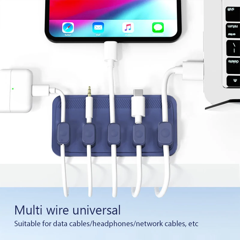 Magnetic Mouse Wire Organizer Desktop Cable Clip Protector Cord Winder Row Plug Self-Adhesive Fixed USB Charging Line Holder