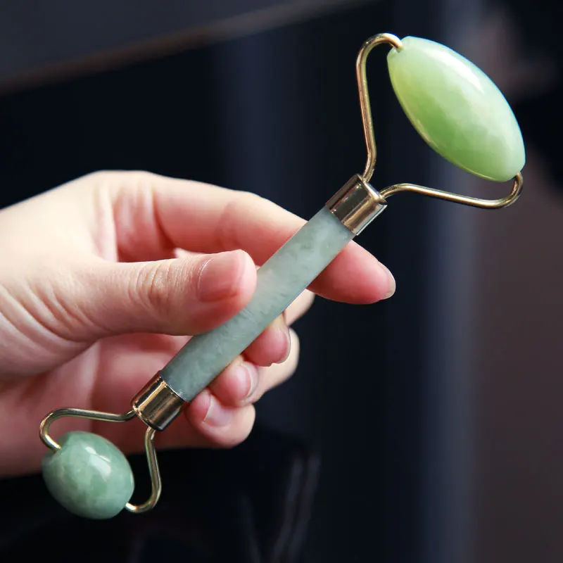 Dropshipping Natural Jade Stone Massage Roller Guasha Scraper Face Massager Facical Massage Face-lifting detox beauty equipment