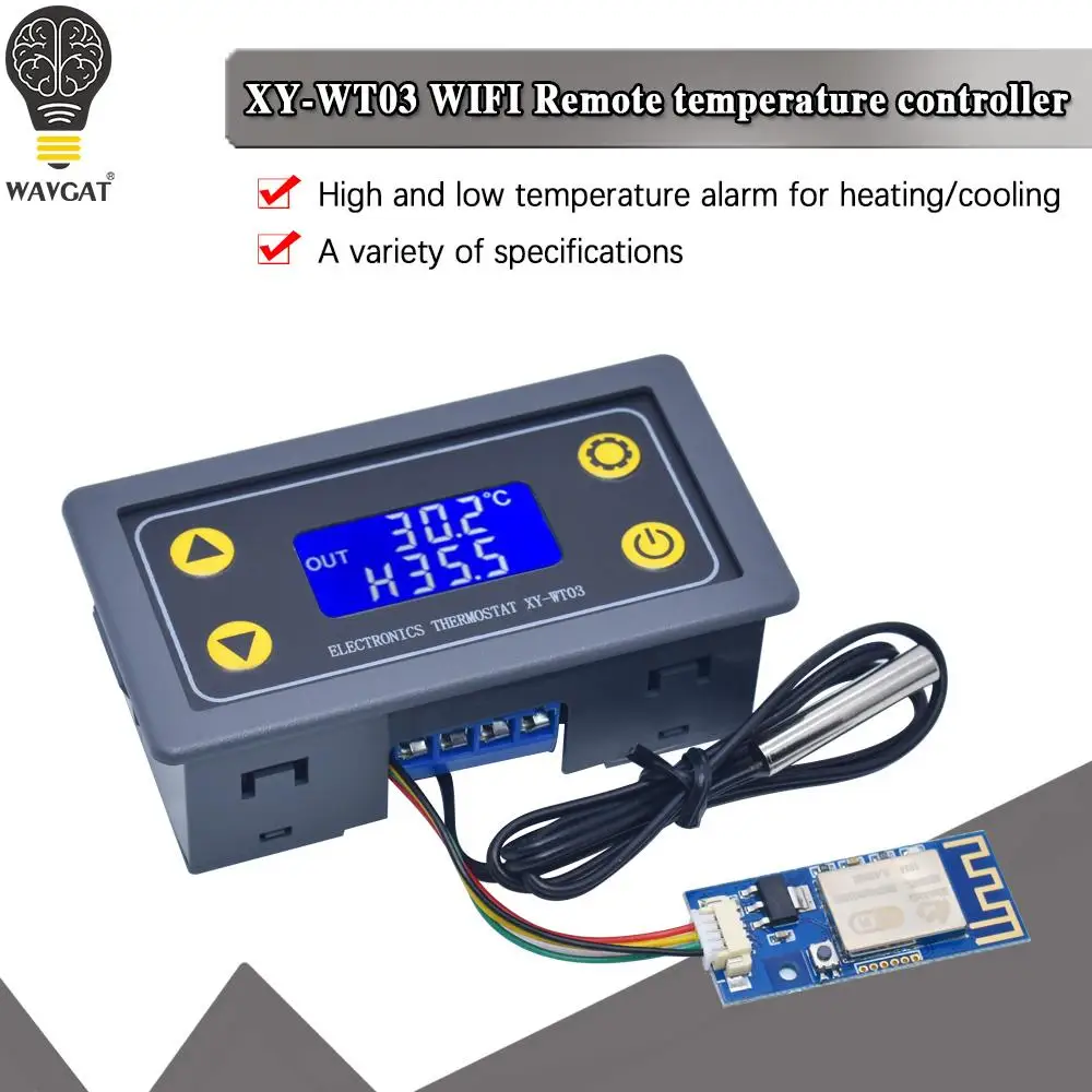 WAVGAT WIFI Remote Temperature Controller Module Refrigeration And Heating High Low Temperature Alarm Cloud Record XY-WT03