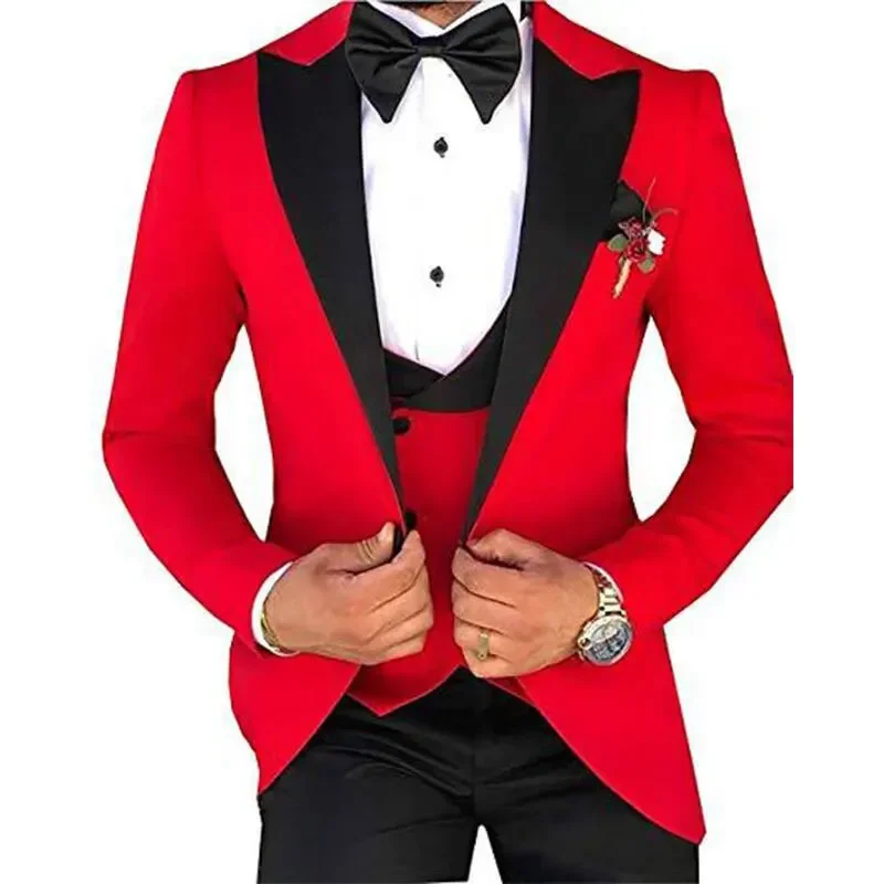 New 2023 Suit Men\'s Suit Three-piece Korean Version Slim-fit Model Business Groomsman Suit Groom\'s Wedding Dress  Costume Homme