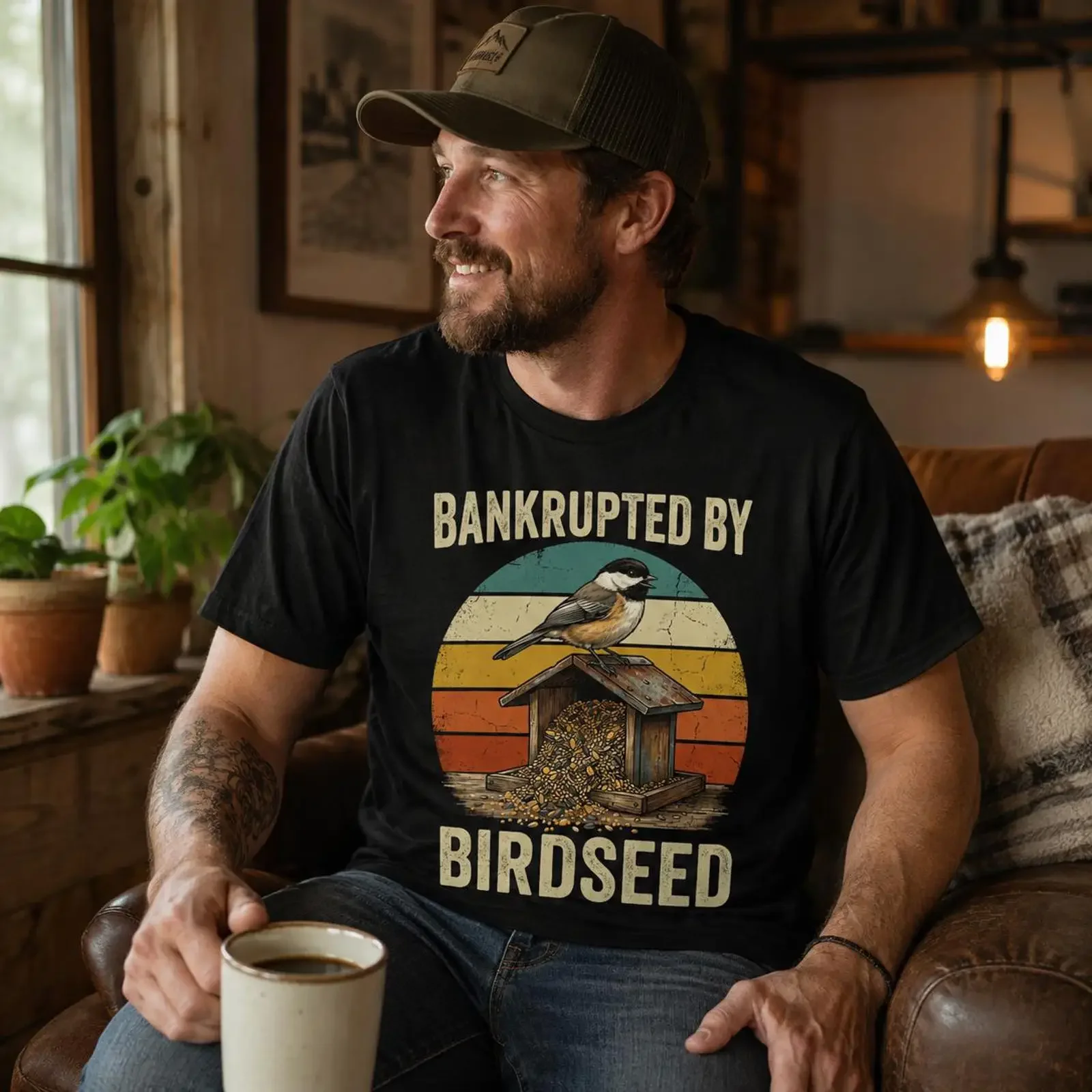 Bankrupted By Birdseed T Shirt Funny Bird Watching Backyard Birder Feeder Enthusiast vintage Washed fashion streetwear