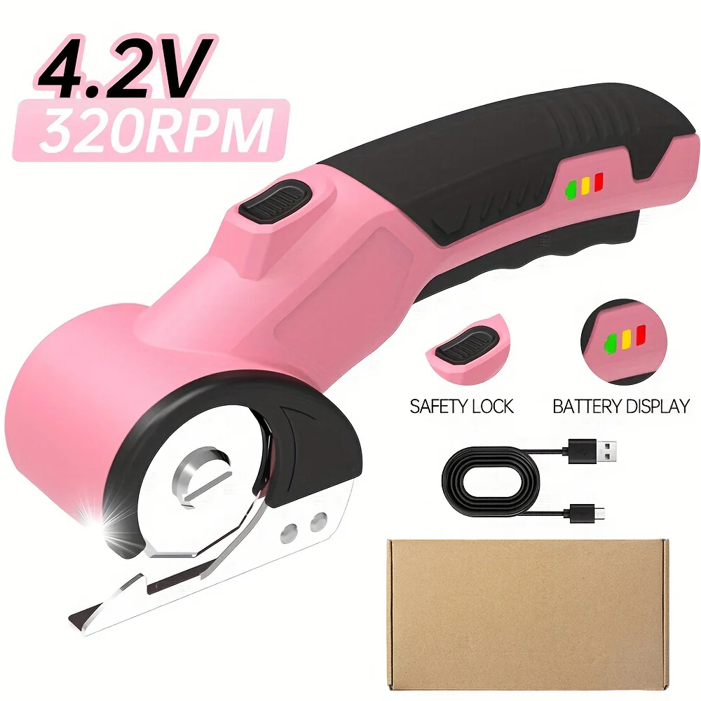 

Electric Fabric Shears with Safety Lock, Fast & Accurate Cutting Quiet Operation Cutter for Fabric Leather Cardboard Cutting