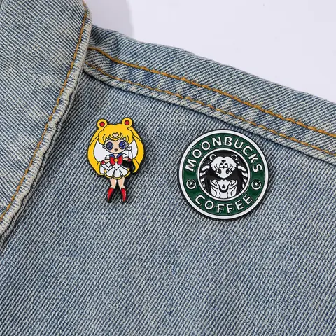 2 Pcs Anime Cartoon Creativity Brooch Cute Sailor Moon Exquisite Character Enamel Pins Badge Clothes Jewelry Accessories Gift