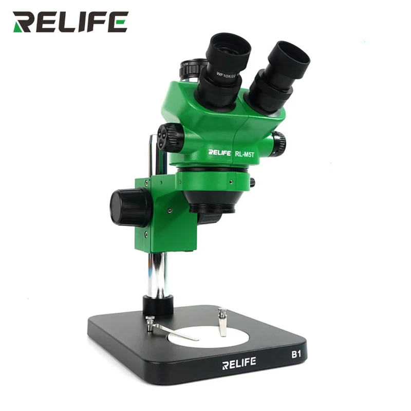 Relife RL-M5T-B1 Trinocular HD Stereo Microscope 0.7-5X Magnification Clear Imaging Continuous Zoom Focus Adjustment