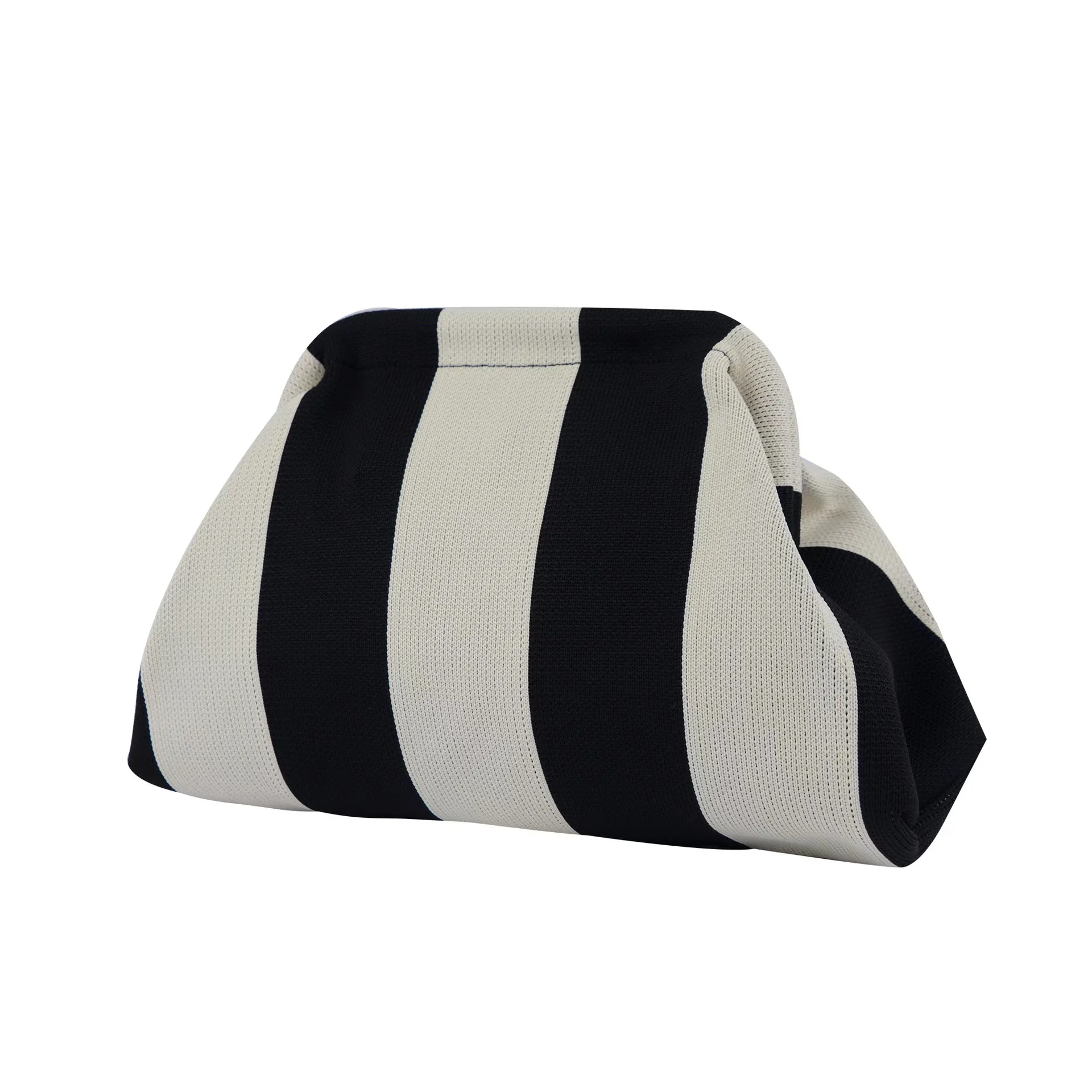 

Large Capaci Knitted Handbag Color Blo Stripe Cloud ape Clutch Bag Faionable Cross-Border Design Women's Handbag