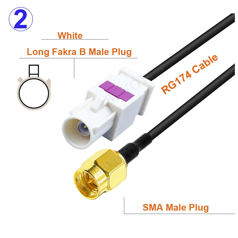 RG174 Cable Long Fakra A/B/C/D/E/F/G/H/I/Z Male to SMA Male Connector Car GPS Navigation Antenna Extension Cord RF Coax Pigtail