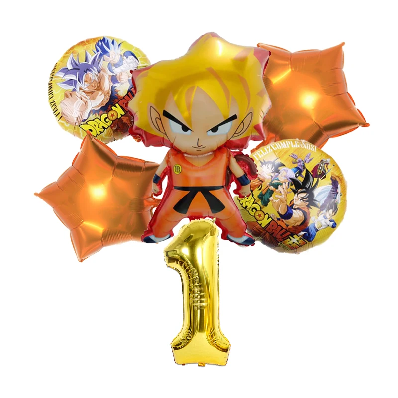 Набор воздушных шаров на день рождения Dragon Ball, мультяшные аниме-фигурки, костюм, фольгированные воздушные шары с цифрами, праздничные украшения для вечеринок, детские игрушки, подарки