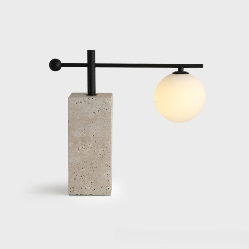 

Wabi Silent Wind Yellow Travertine Table Lamp Bedroom Bedside B & B Hotel Living Room Study Entrance Desktop Atmosphere Simple