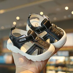 Sandali estivi per neonati Neonate Ragazzi Scarpe anticollisione per bambini Fondo morbido Sandali da spiaggia per bambini in vera pelle