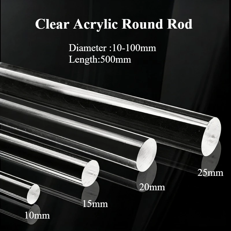 1Pc Clear Acrylic Round Rod DIY Craft Architectural Model Material Acrylic Transparent Rod OD10/15/20/30/40/50-100mm,Length 50mm