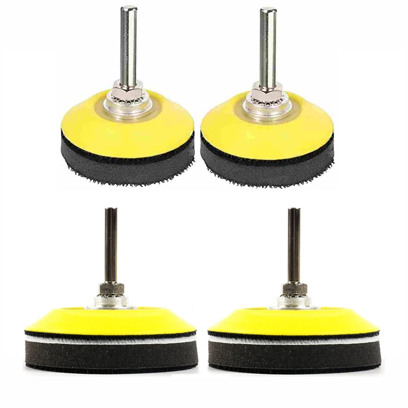 2/3Inch 50/75MM Hook and Loop Sanding Pad Kit 4/8Pcs with 1/4 Inches Shank Drill Attachment and Soft Foam Layer Buffering Pad