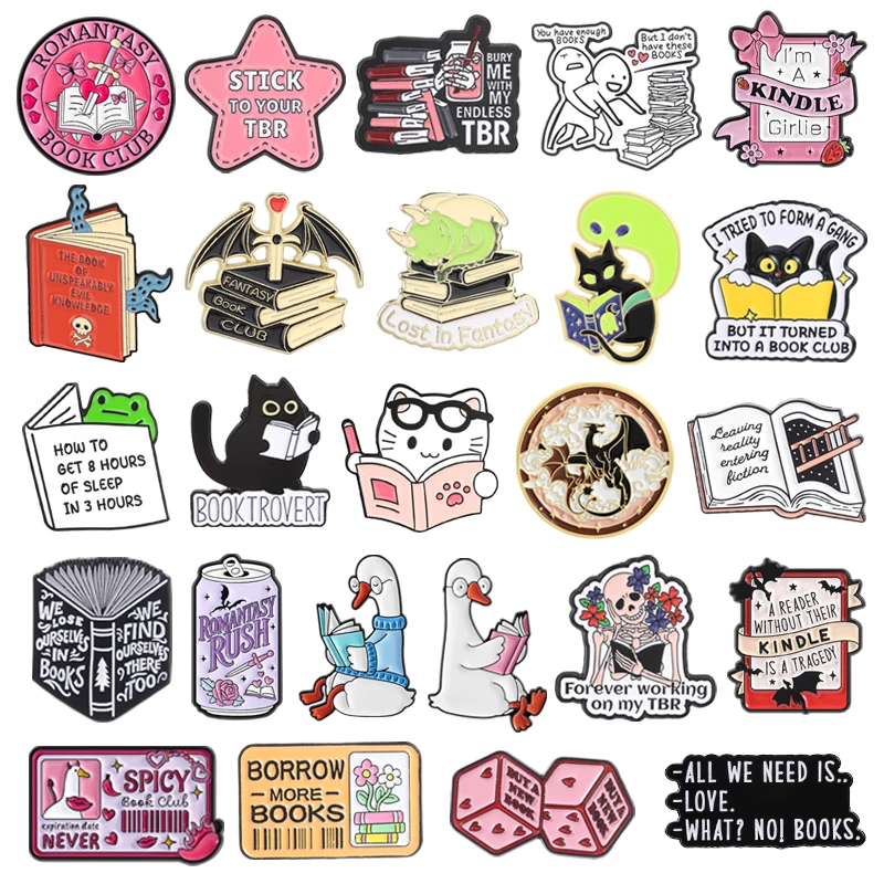 Book Lover Enamel Pins You Have Enough Books E-book Reader Reading Bookworms Brooches Lapel Badge Jewelry Gifts for Friends