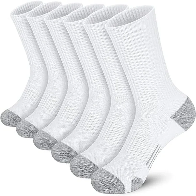 Plus Size 6 Pairs Men's Dress Socks Cotton Thin Classic Lightweight Socks Solid & Patterned Soft Breathable Crew Socks