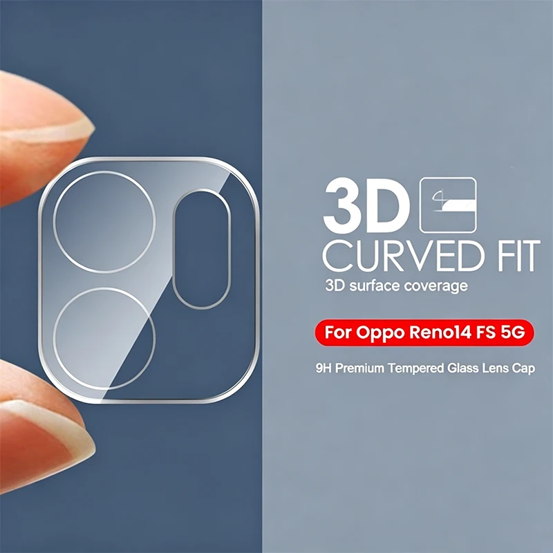 Película Protetora de Câmera de Vidro Temperado 3D HD Transparente para Oppo Reno14 FS Reno 14 Pro 14F Reno14F Reno14FS 5G 9H Ziai Película Curva para Lente Traseira